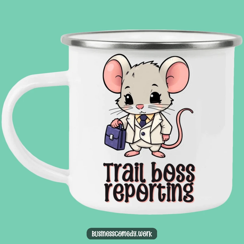 Funny Mouse Camping Mug: Determined Suit Character for Adventurous Humorous Gift