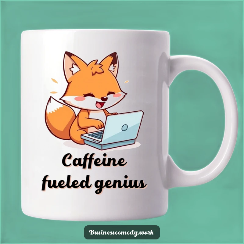 Funny Fox Mug: Playful Typist Character, Energized Fun Gift Idea