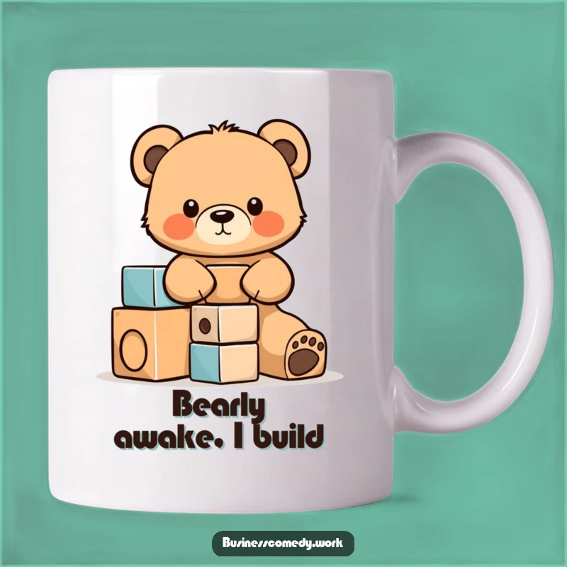 Funny Bear Cub Building Blocks Mug - Adorable Focused Cub Gift Idea