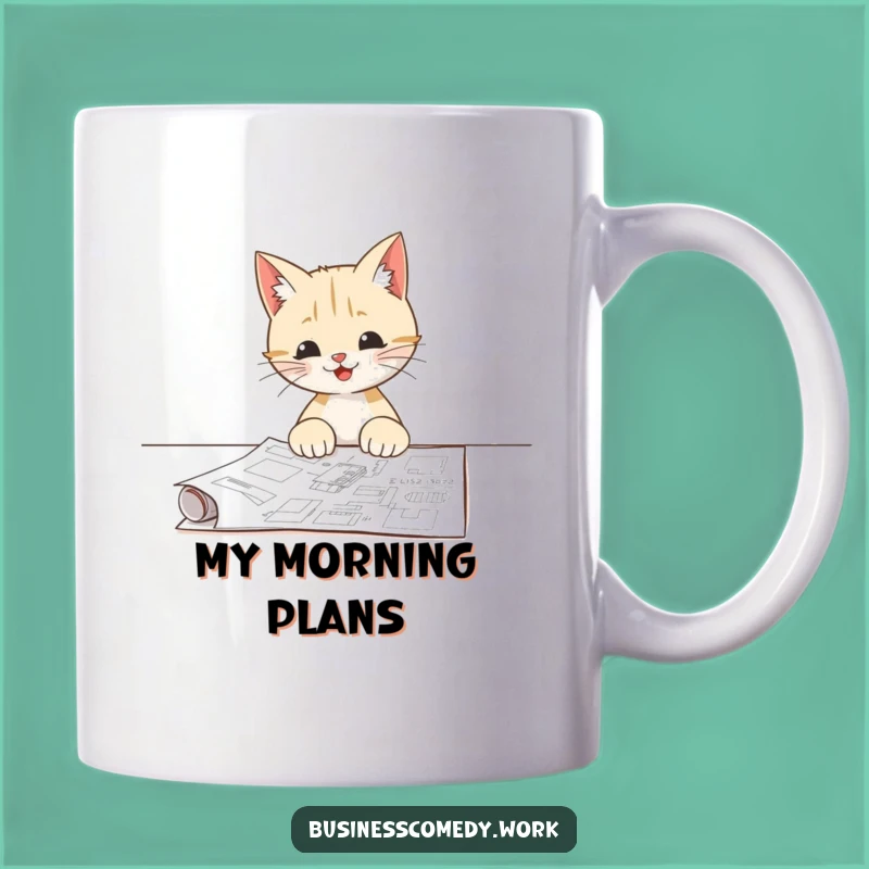Funny Cat Blueprint Mug: Purrfect Plans for Cat Lovers