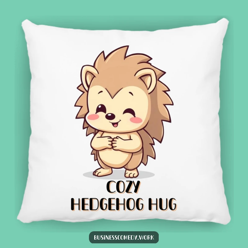 Funny Hedgehog Pillow: Happy Handshake Character, Cozy & Friendly Humorous Gift