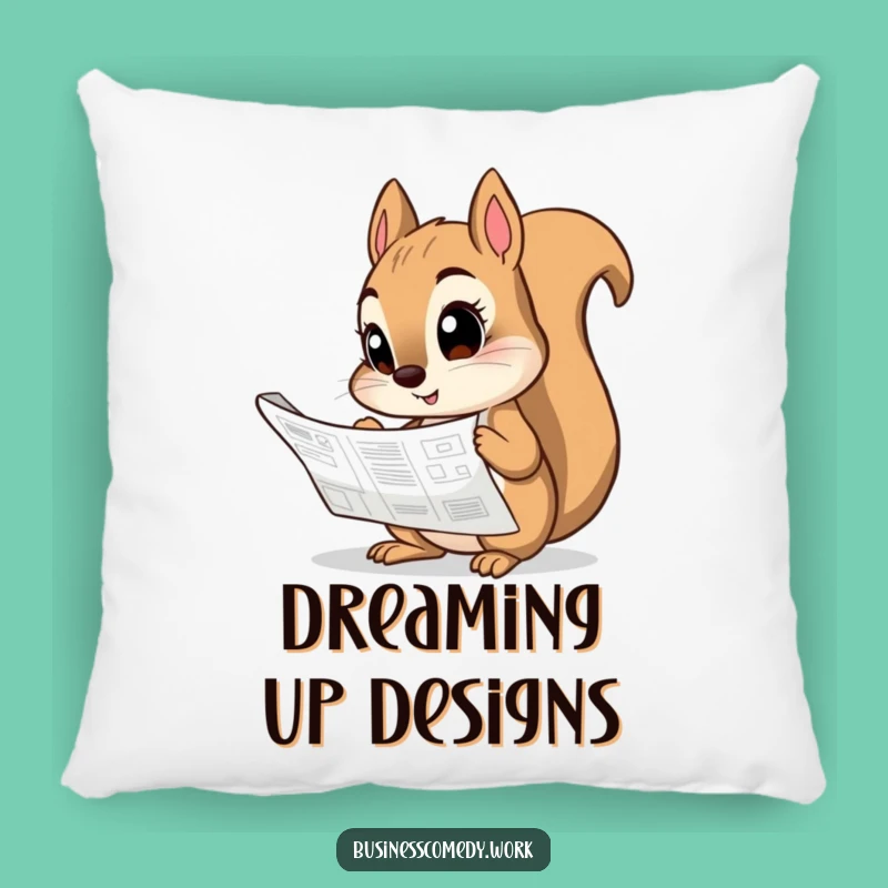Funny Squirrel Blueprint Pillow - Cozy Curious Accent Gift