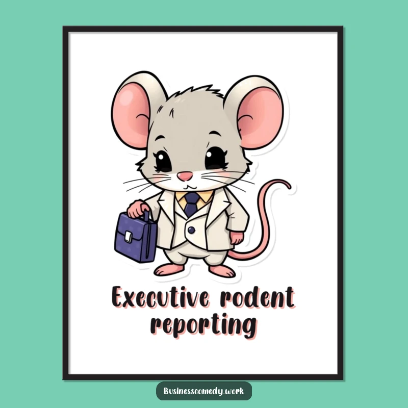 Funny Mouse Digital Art: Determined Suit Character for Humorous Wall Decor