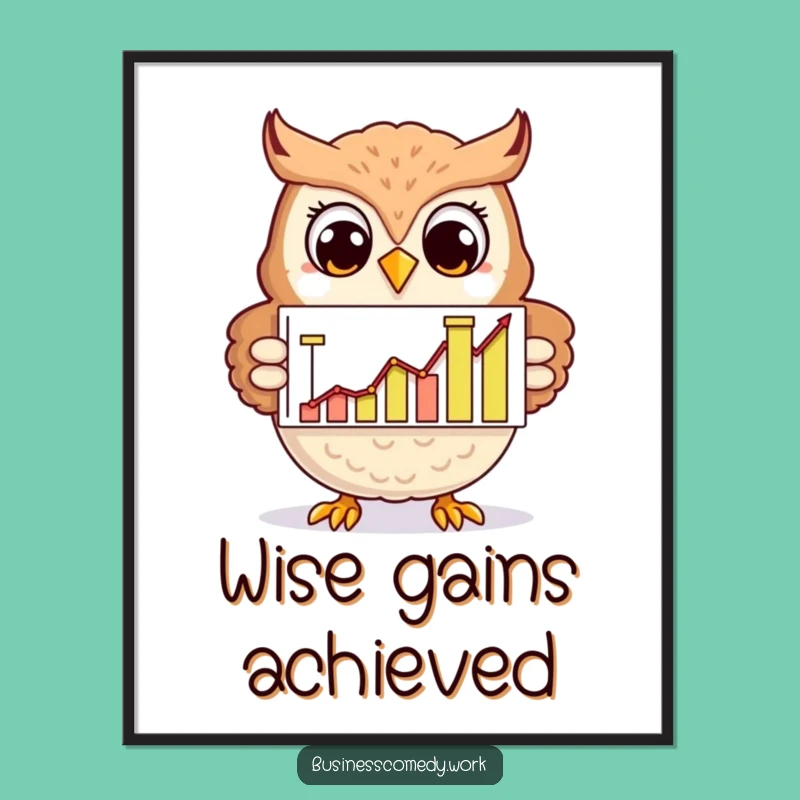 Funny Owl Digital Art: Cheerful Analyst Character for Smart Humorous Gift