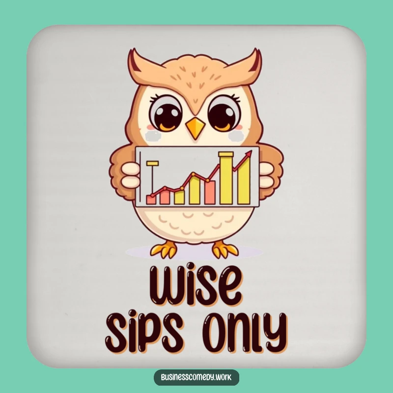 Funny Owl Coaster: Cheerful Analyst Character Adds Smart Humorous Gift
