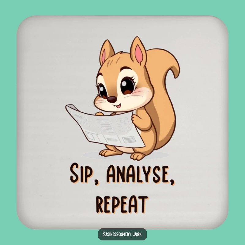 Funny Squirrel Blueprint Coaster - Curious Planner Drink Protector