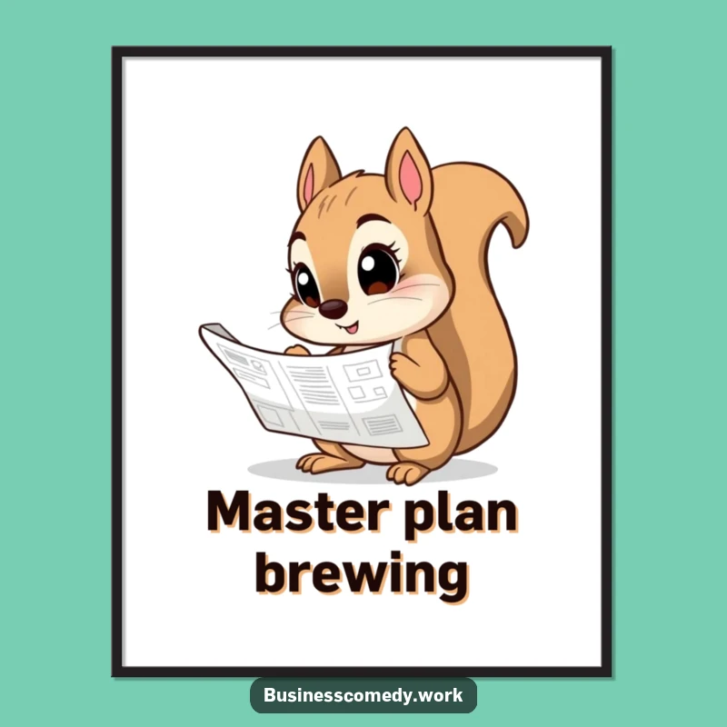 Funny Squirrel Blueprint Poster - Curious Engineer Art Print Gift