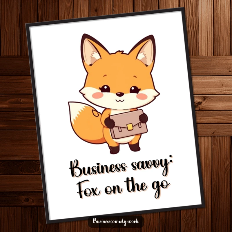 Funny Free Printable Wall Art: Cheerful fox holding a tiny briefcase, ready to tackle business goals.