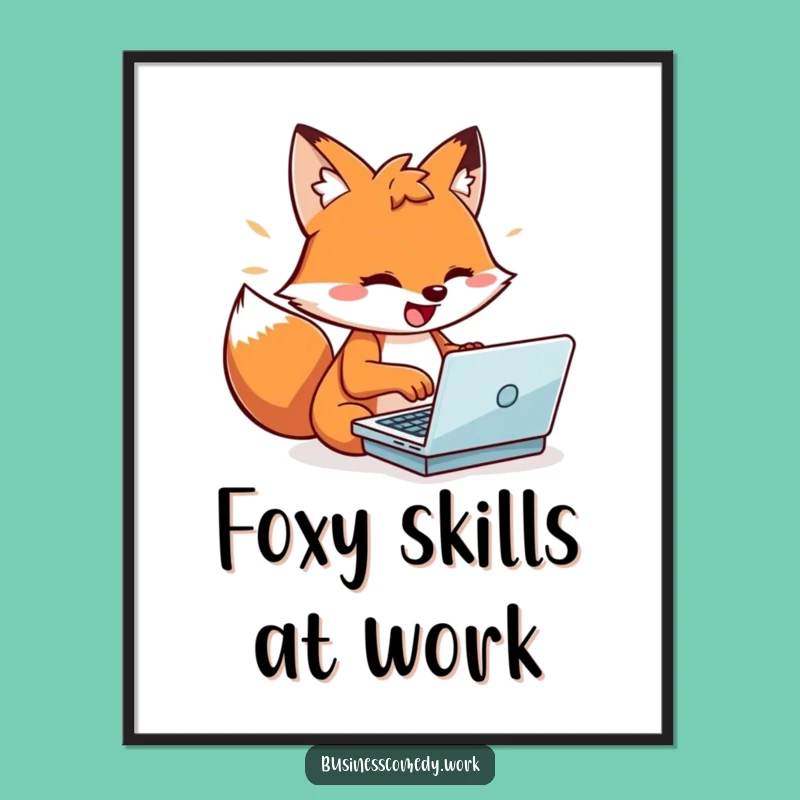 Free Printable Fox Wall Art: Energetic Typist Funny Desk Decor Downloadable