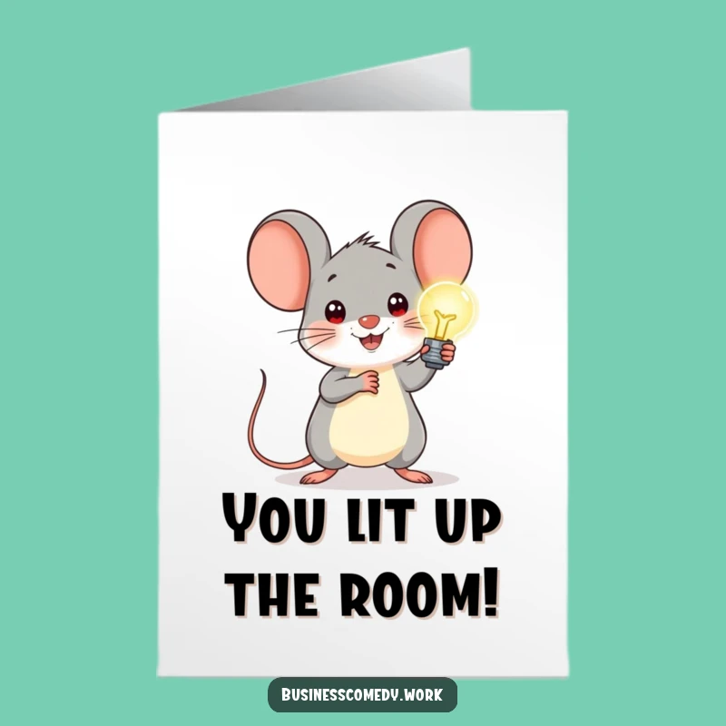 Free Printable Congrats Card: Smart Mouse Lightbulb for Celebrating Achievements
