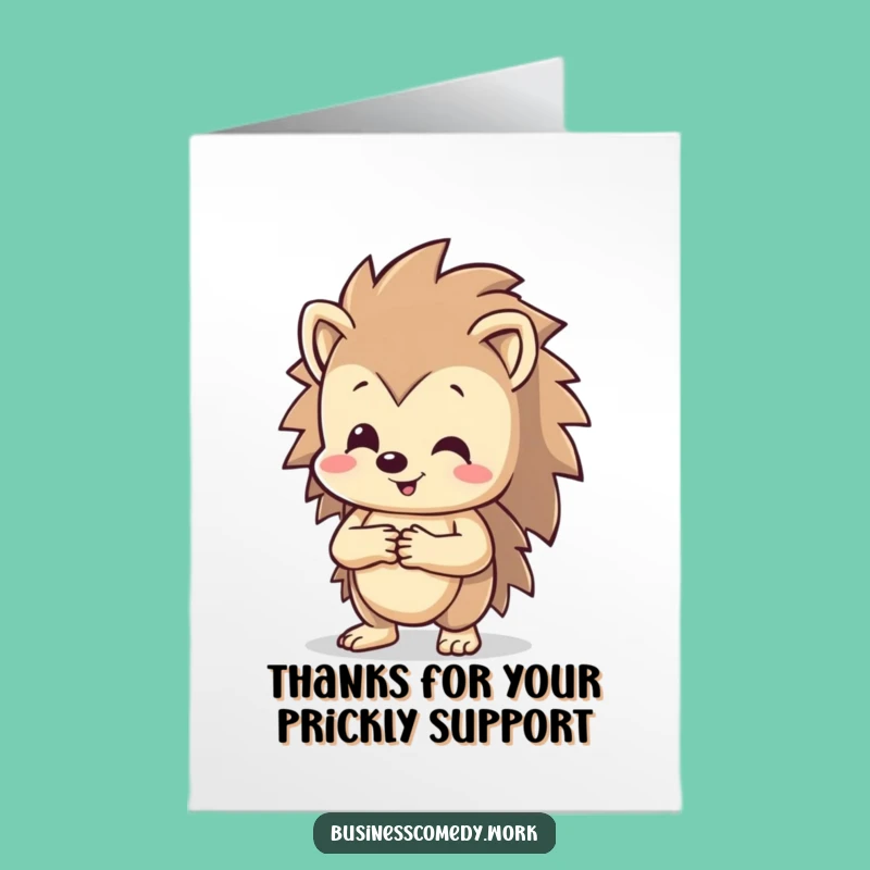 Free Printable Hedgehog Thank You Card: Grateful Friend Funny Downloadable Gift