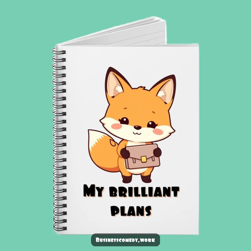 Funny Fox Briefcase Notebook - Cheerful Business Journal Gift